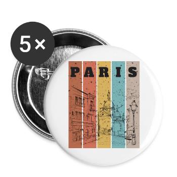 Croquis de la ligne d’horizon des Rayures de Paris - Lot de 5 grands badges (56 mm) - blanc - Devant