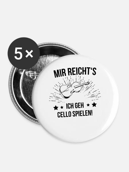 Cello Cellospieler Cellist - Buttons groß 56 mm (5er Pack) - Weiß