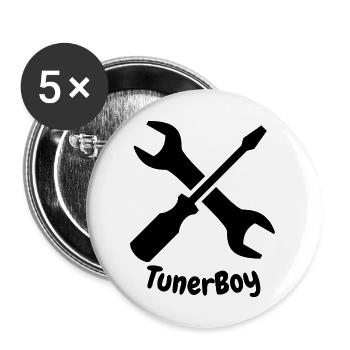 TunerBoy - Lot de 5 grands badges (56 mm) - blanc - Devant