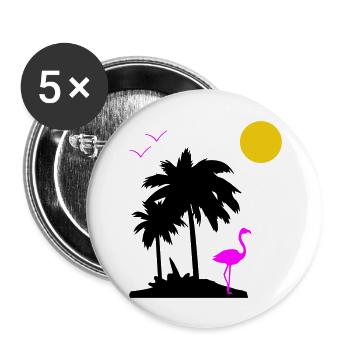 Palmen Paradise - Buttons groß 56 mm (5er Pack) - Weiß - Vorne