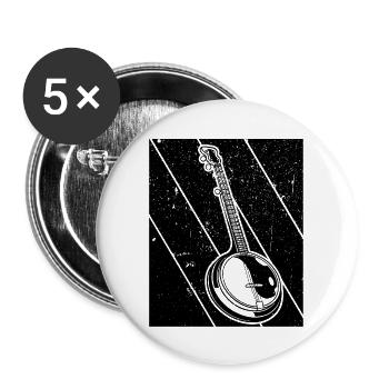 Banjo Banjospieler Banjoist - Buttons groß 56 mm (5er Pack) - Weiß - Vorne