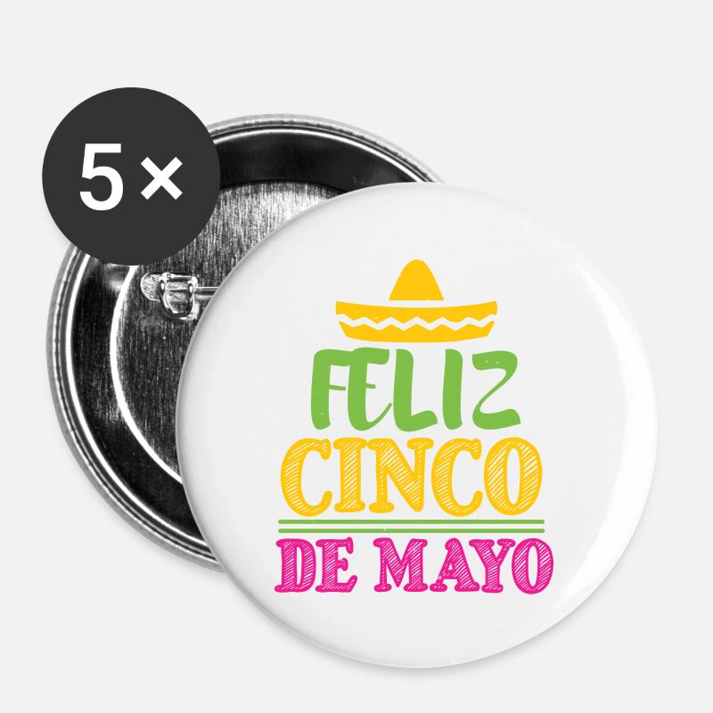 FELIZ CINCO DE MAYO 2 - Buttons large 2.2''/56 mm (5-pack) - white