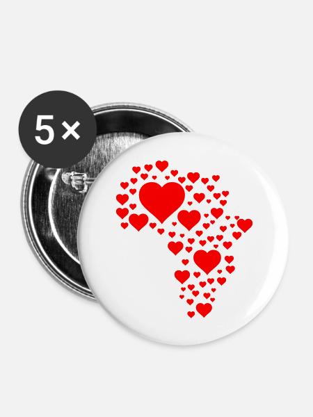 Africa Hearts - Buttons groß 56 mm (5er Pack) - Weiß