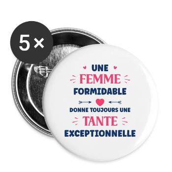 Une femme formidable donne toujours une tante exce - Lot de 5 grands badges (56 mm) - blanc - Devant