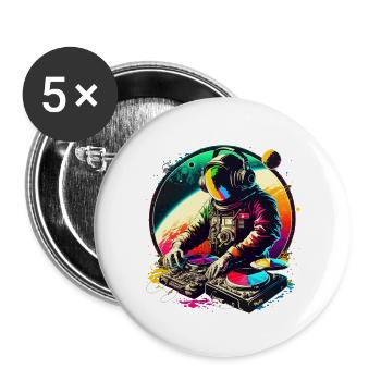 Funky Astronaut on a Mixing Table - Buttons large 2.2''/56 mm (5-pack) - white - Front