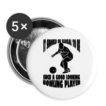 Bowling Bowling Bowling Club Bowling Club Bowler - Lot de 5 grands badges (56 mm) - blanc - Devant