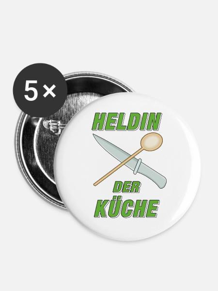 HELDIN DER KÜCHE - Buttons groß 56 mm (5er Pack) - Weiß