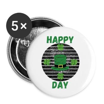Glückstag - Buttons groß 56 mm (5er Pack) - Weiß - Vorne
