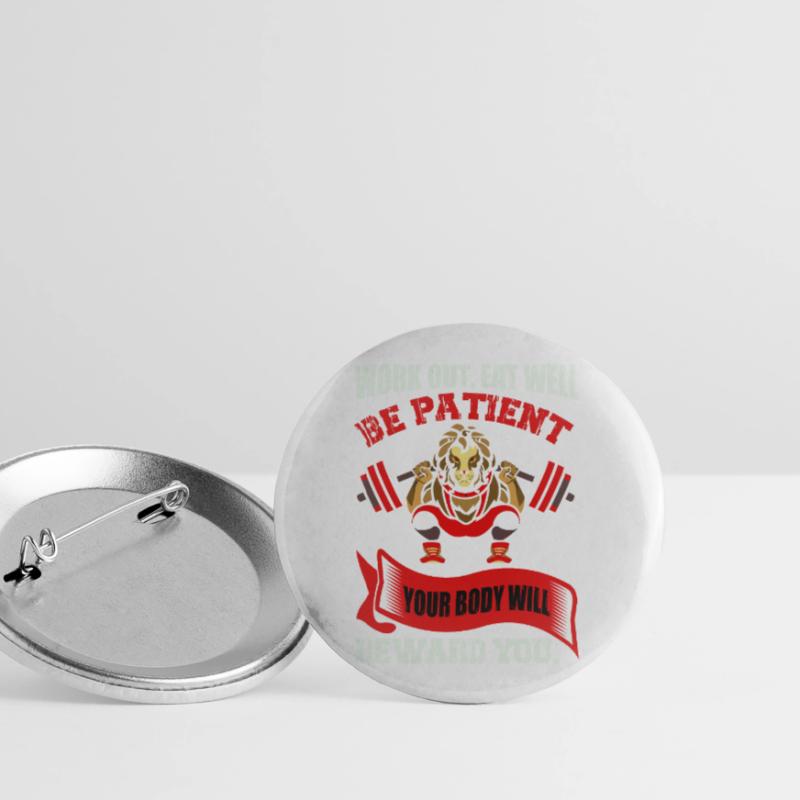 Dein Körper wird dich belohnen Buttons groß 56 mm (5er Pack)