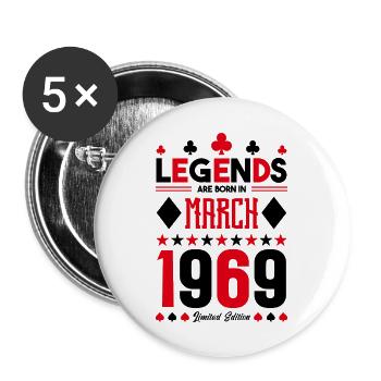 cadeau d'anniversaire Mars 1969. jeux de carte . - Lot de 5 grands badges (56 mm) - blanc - Devant