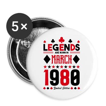 cadeau d'anniversaire Mars 1980. jeux de carte . - Lot de 5 grands badges (56 mm) - blanc - Devant