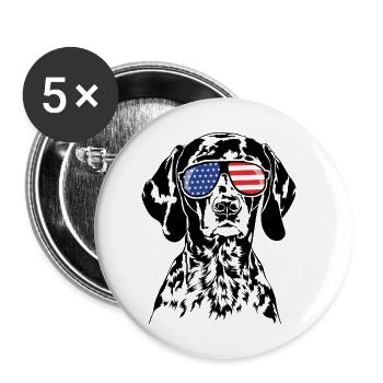 Deutsch Kurzhaar Amerika Fahne USA Wilsigns - Buttons groß 56 mm (5er Pack) - Weiß - Vorne