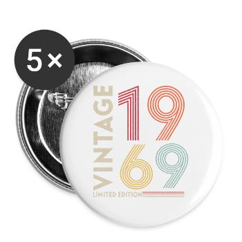 Vintage 1969 - Buttons groß 56 mm (5er Pack) - Weiß - Vorne