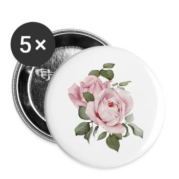 Rosen - Buttons groß 56 mm (5er Pack) - Weiß - Vorne