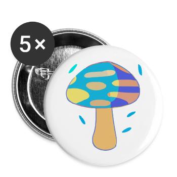 The blue mushroom - Buttons large 2.2''/56 mm (5-pack) - white - Front