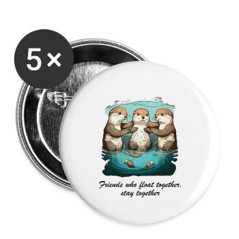 Friends who float together stay together - Buttons groß 56 mm (5er Pack) - Weiß - Vorne