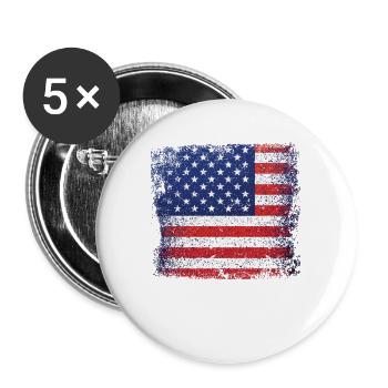 T-shirt drapeau des États-Unis 4 juillet Rouge Blanc Bleu Stars - Lot de 5 grands badges (56 mm) - blanc - Devant