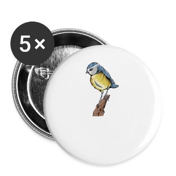 Motif Blue I Bird pour les ornithologues amateurs - Lot de 5 grands badges (56 mm) - blanc - Devant