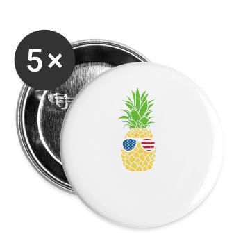 Pineapple Sunglasses July 4 US Patriotic Aloha - Buttons large 2.2''/56 mm (5-pack) - white - Front