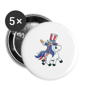 Reiten Einhorn Liebhaber 4. Juli Mericorn patriot - Buttons groß 56 mm (5er Pack) - Weiß - Vorne