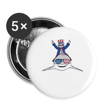 Reiten Hai 4. Juli Patriotische Jawsome amerika - Buttons groß 56 mm (5er Pack) - Weiß - Vorne