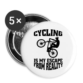 Radfahren Fahrrad Radfahrer Fahrradfahrer Radeln - Buttons groß 56 mm (5er Pack) - Weiß - Vorne