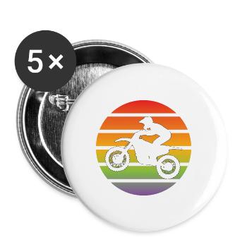 Moto Motocycliste Motocross Fan de moto - Lot de 5 grands badges (56 mm) - blanc - Devant