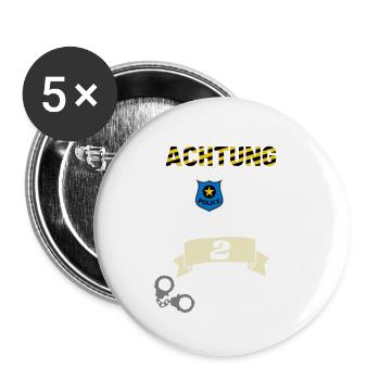 Polizei - 2. Geburtstag, für alle Polizeifans - Buttons groß 56 mm (5er Pack) - Weiß - Vorne