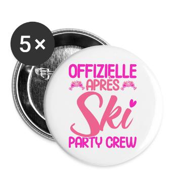 Apres Ski Offizielle Après Ski Party Crew Geschenk - Buttons groß 56 mm (5er Pack) - Weiß - Vorne