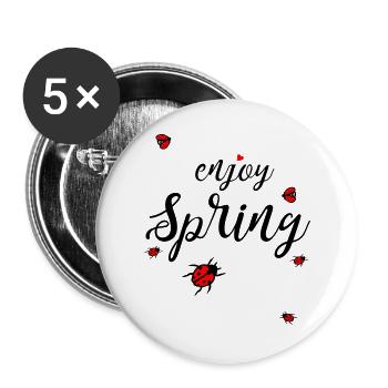 Spring, enjoy spring - Buttons large 2.2''/56 mm (5-pack) - white - Front