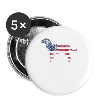 Labrador 4. Juli Hundeliebhaber patriotische US - Buttons groß 56 mm (5er Pack) - Weiß - Vorne