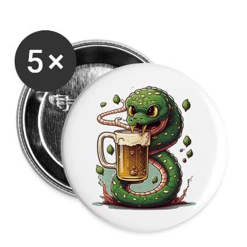 Coole Bier Schlange Comic Illustration - Buttons groß 56 mm (5er Pack) - Weiß - Vorne