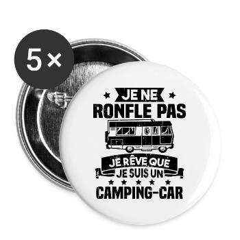Je rêve que je suis un Camping car - Lot de 5 grands badges (56 mm) - blanc - Devant