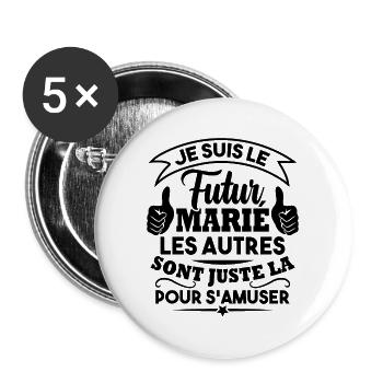 Je suis le futur marié - Lot de 5 grands badges (56 mm) - blanc - Devant