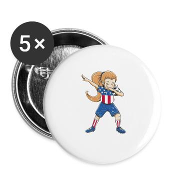 Dabbing Soccer Girl USA Girls July 4 America - Buttons large 2.2''/56 mm (5-pack) - white - Front