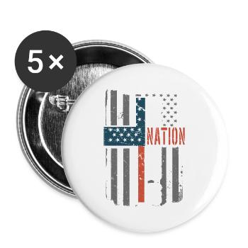 A nation under God American flag - Buttons large 2.2''/56 mm (5-pack) - white - Front
