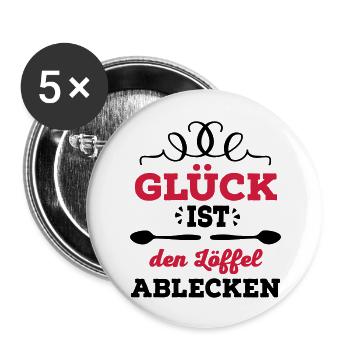 Löffel ablecken - Buttons groß 56 mm (5er Pack) - Weiß - Vorne