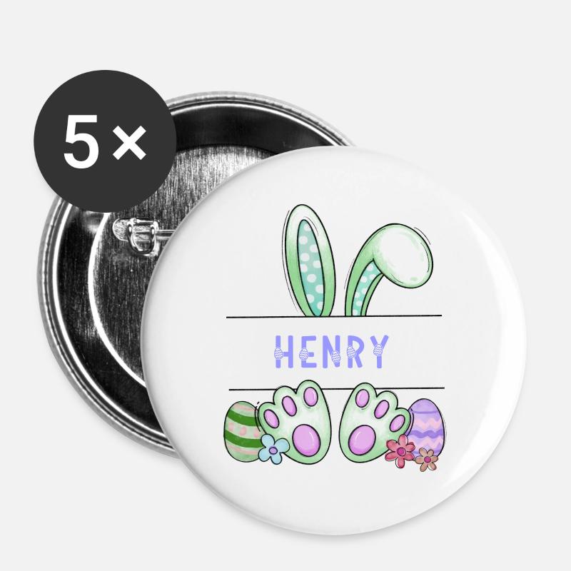 Easter Bunny, rabbit, cute - Henry - Buttons large 2.2''/56 mm (5-pack) - white