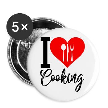 i love cooking - Buttons groß 56 mm (5er Pack) - Weiß - Vorne