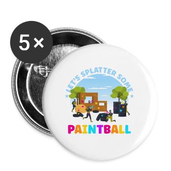 Lass Uns Paintball Spritzen Mannschaftssportarten - Buttons groß 56 mm (5er Pack) - Weiß - Vorne