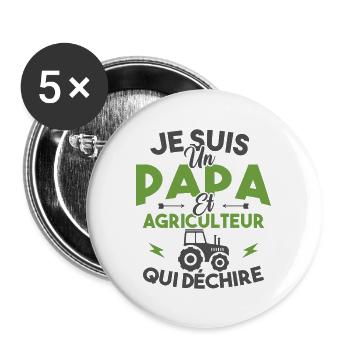 Papa et agriculteur - Lot de 5 grands badges (56 mm) - blanc - Devant