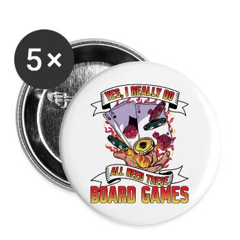 Yes, I really do all need these board games 4 - Buttons large 2.2''/56 mm (5-pack) - white - Front