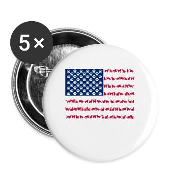 Drapeau américain Pattes de chat animal mignon - Lot de 5 grands badges (56 mm) - blanc - Devant