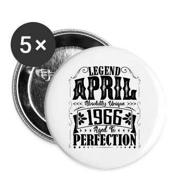 April 1966. Geburtstag April 1966. Geschenk 1966. - Buttons groß 56 mm (5er Pack) - Weiß - Vorne