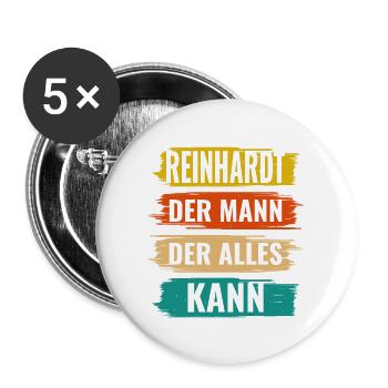 Reinhardt Der Mann Der Alles Kann Name Reinhardt - Buttons groß 56 mm (5er Pack) - Weiß - Vorne