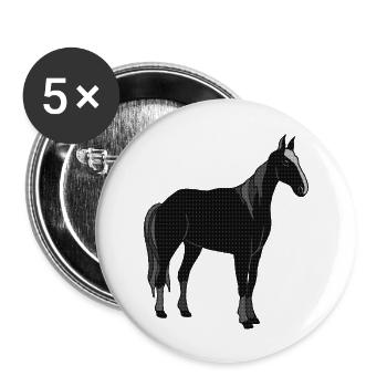Pferd - Buttons groß 56 mm (5er Pack) - Weiß - Vorne