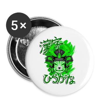 Kitsun Vaporwave Japanese Kami Vaporwave Kitsune - Buttons large 2.2''/56 mm (5-pack) - white - Front