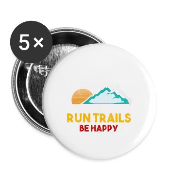 Trail Runner Running Jogging Jogger I Gift - Buttons large 2.2''/56 mm (5-pack) - white - Front
