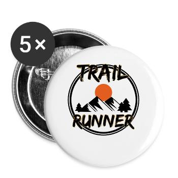 Trail Runner Running Jogging Jogger I Gift - Buttons large 2.2''/56 mm (5-pack) - white - Front