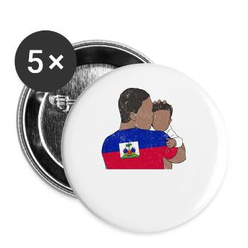 Haiti Haitian Flagge Vater Kind I Geschenk - Buttons groß 56 mm (5er Pack) - Weiß - Vorne